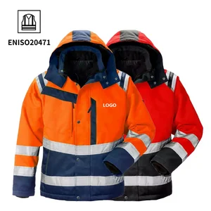 Winter High Visibility Custom Logo Construction Industry Mechanic Mining Hi Vis Safety Reflective Coat Custom Worker Jacket