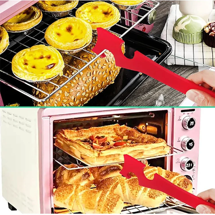 Heat resistant anti-scald tool toaster 11 inches long handle silicone bake oven rack push and pull stick
