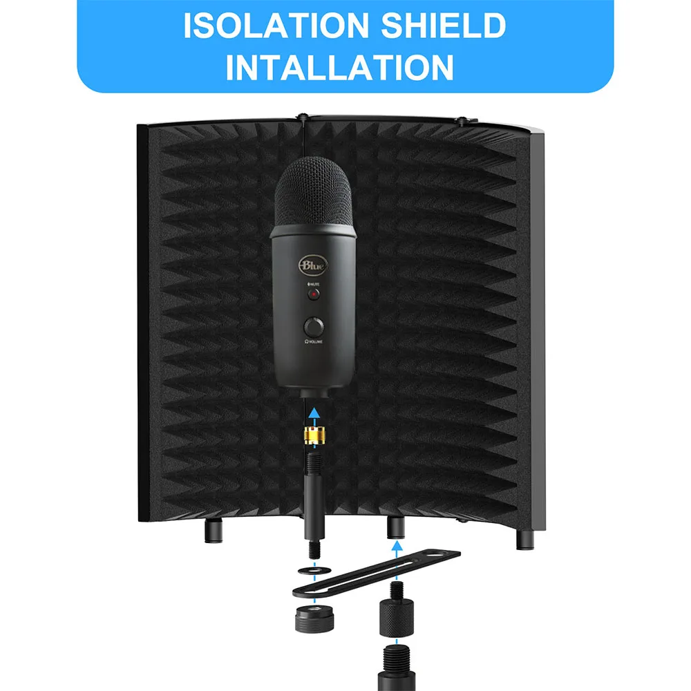 Zimhome Wholesale OEM Portable Adjustable Noise Cancelling Recording Microphone Isolation Shield for Microphone