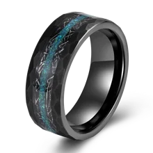 Wholesale Price Trending Custom Tungsten Opal Jewelry Tungsten Ring Hammered Black Green Tungsten Ring Rings for Men