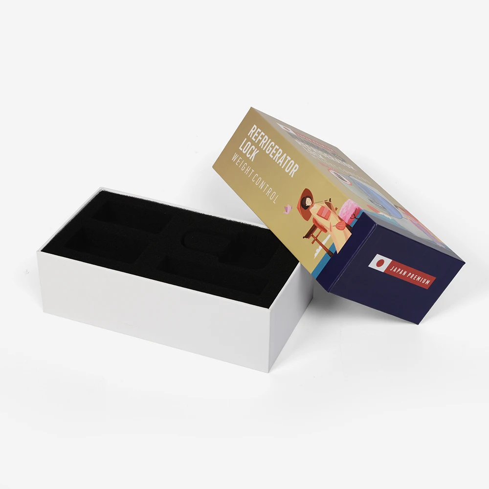 Manufacture Supply Printing Luxury Packaging Paper Lid and Base Custom Refrigerator Lock Rigid Cardboard Paper Box