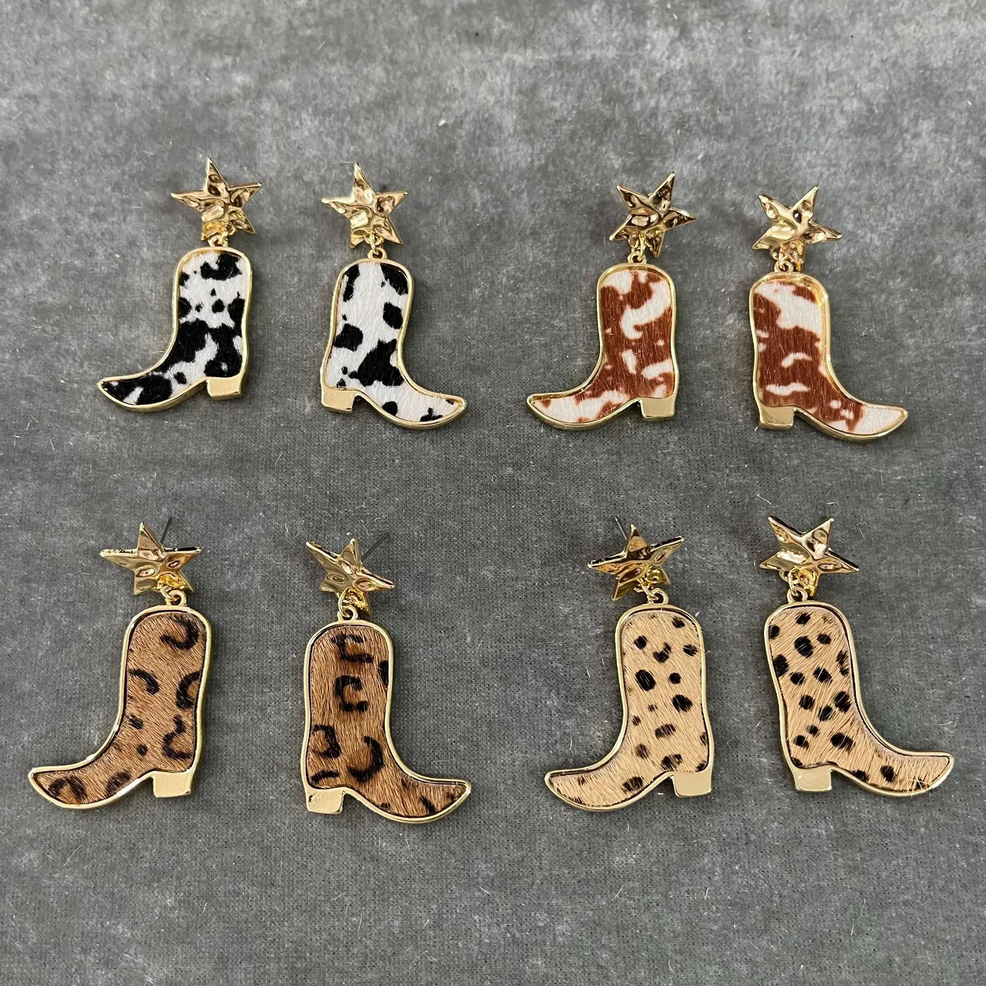 Vintage Cow Pattern Horse Hair Earrings Personalized Design