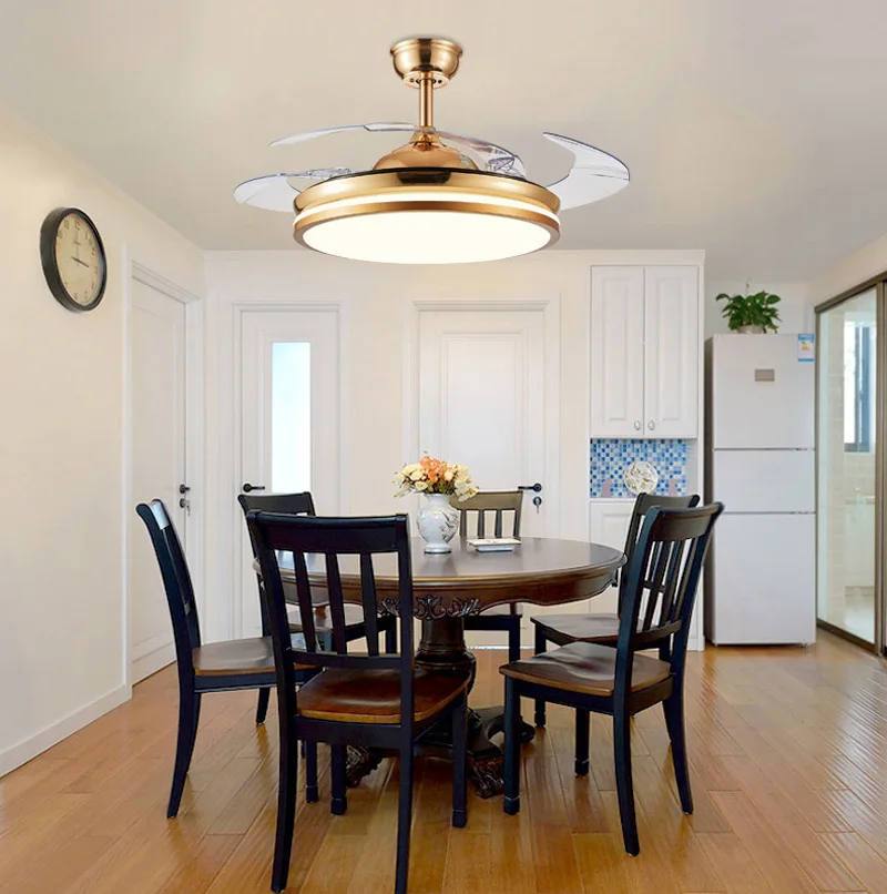 Decorative Invisible Ceiling Fan Light with Hidden Blades Remote Control for Living Room