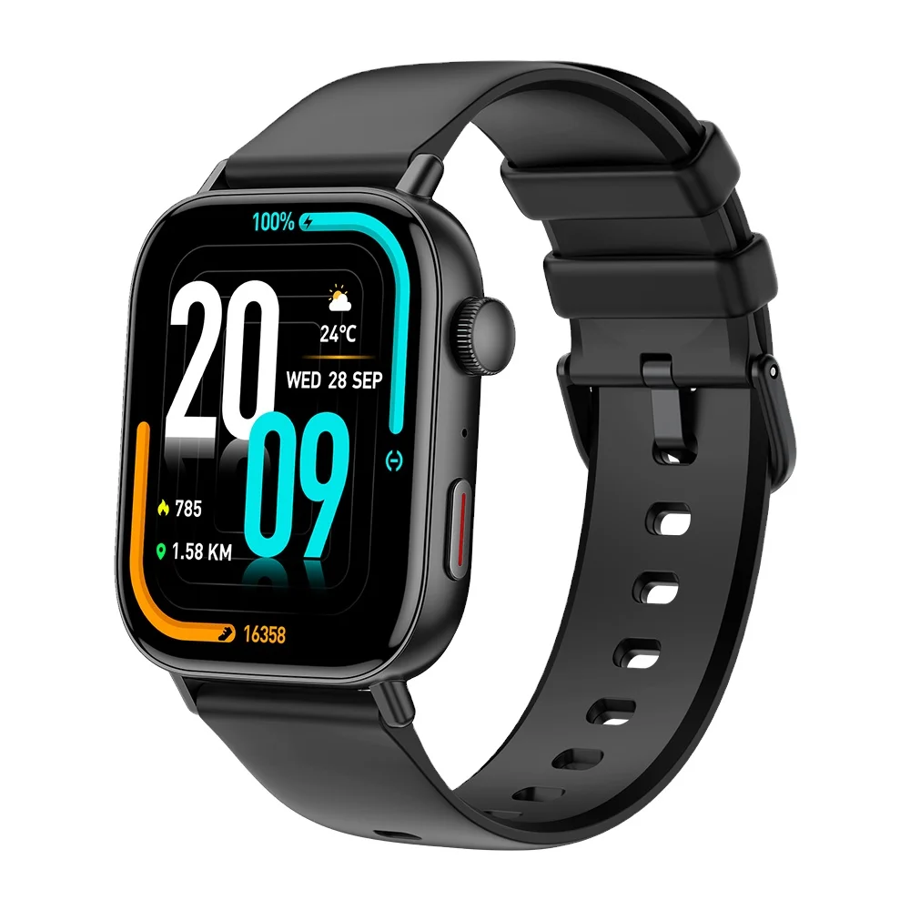 Android Smartwatch with IP67 Waterproof Plastic Case and Rubber Band Heart Rate Tracker Phone Compatibility