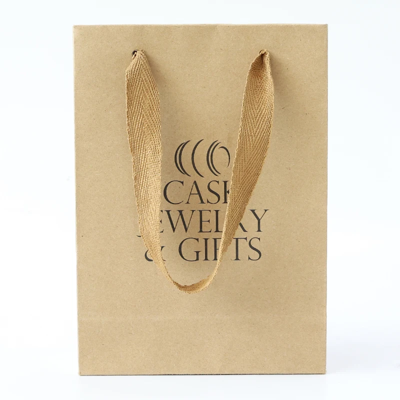 Recyclable Kraft Custom Bag RED Custom Small Size Paper Bag with logo Print Rope Handles for Shoes Packaging GIFT BAG
