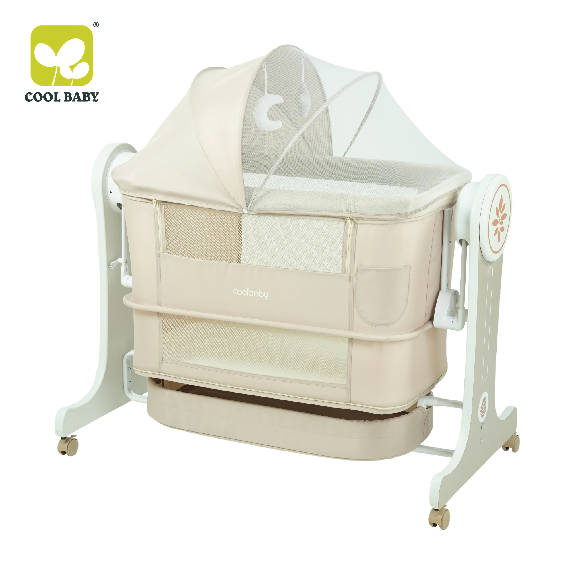 787D CoolBaby Wholesale Factory Multifunctional Electric Baby Bassinet Cradle with App Cry Detection Co Sleeping for 0-24M