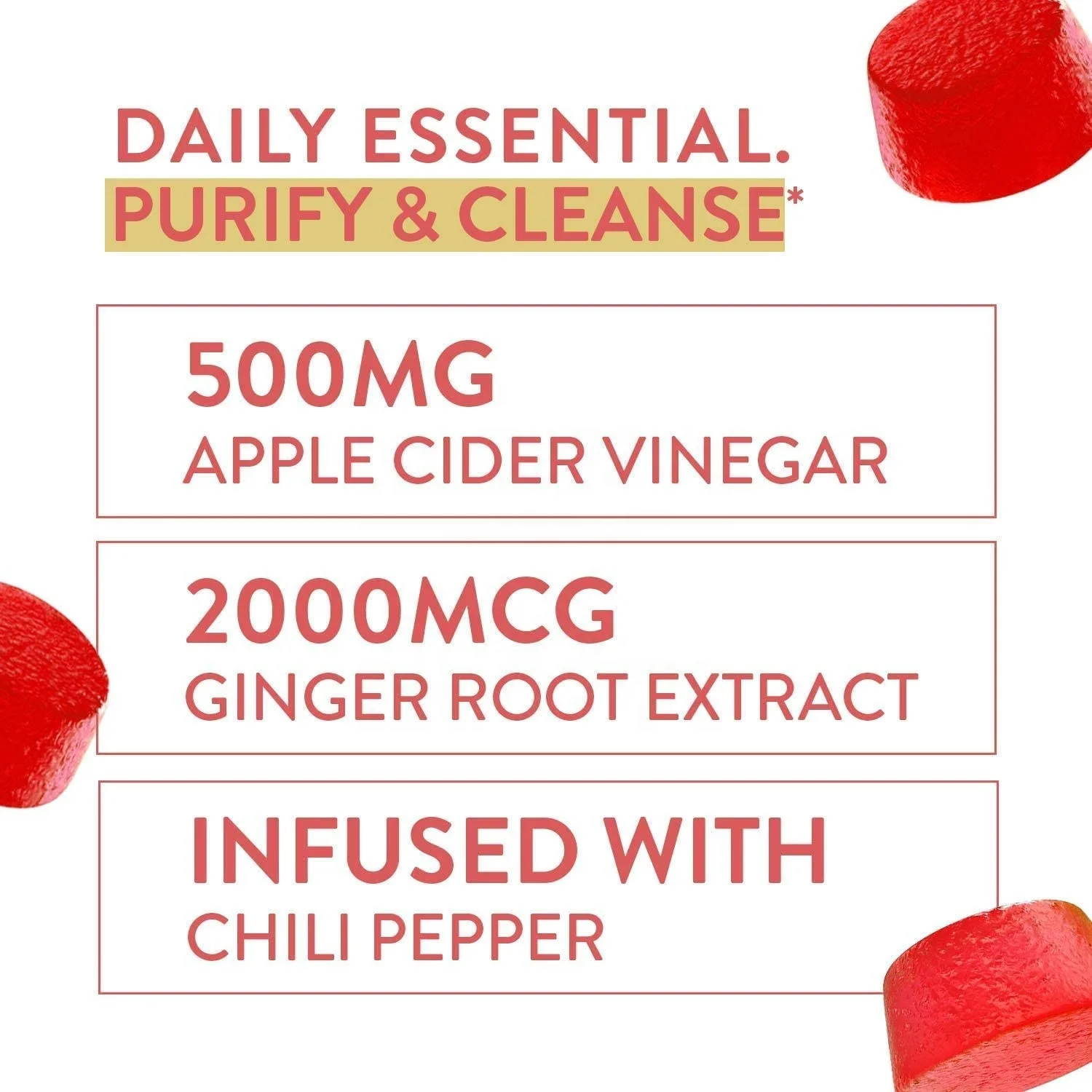 
 Жевательные приправы для уксуса яблока с органическим корнем граната и витаминами для потери веса, готовые к отправке  