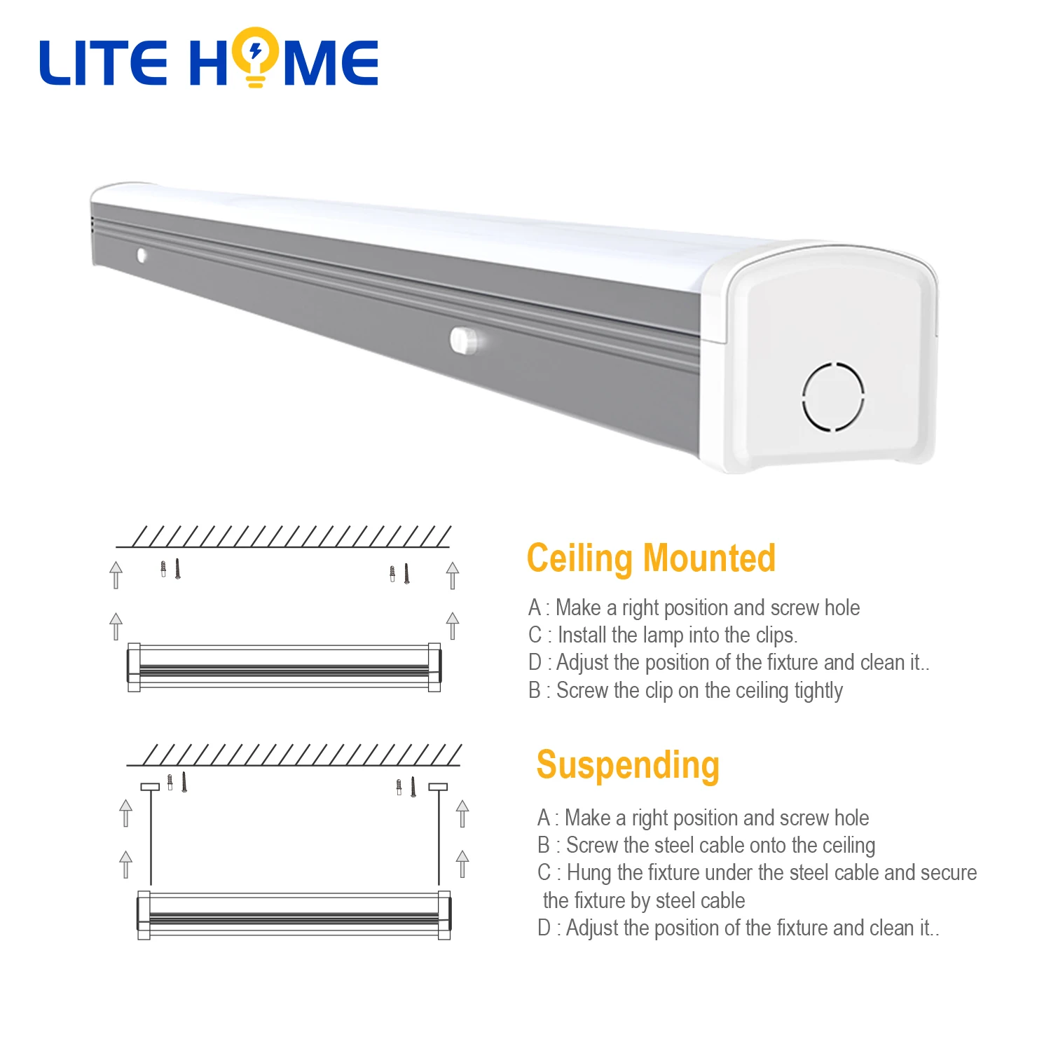 5ft 60w Dimmming Interior LED Linear Batten Light Fixture Modern Home Office Work Led Light Aluminum Commercial 80Ra