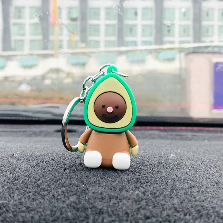 SC New Arrival Cartoon Keychain Colorful Silicone Keychain Various Fruits Cute Smile Avocado Keychain to My Son for Women Men