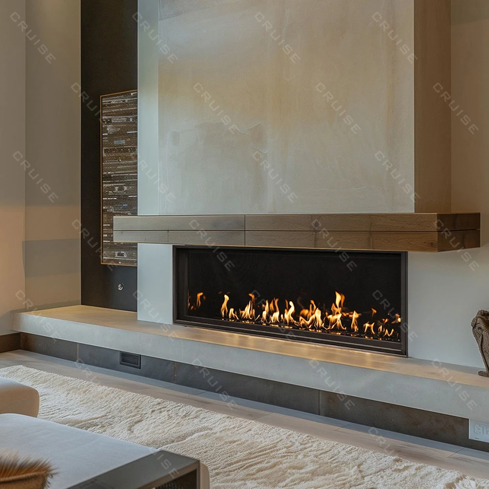 CRUISE Single/Double Row Flame Environmental Protection Clean Energy Fuels 1169mm Remote Control 3sided Linear Gas Fireplace