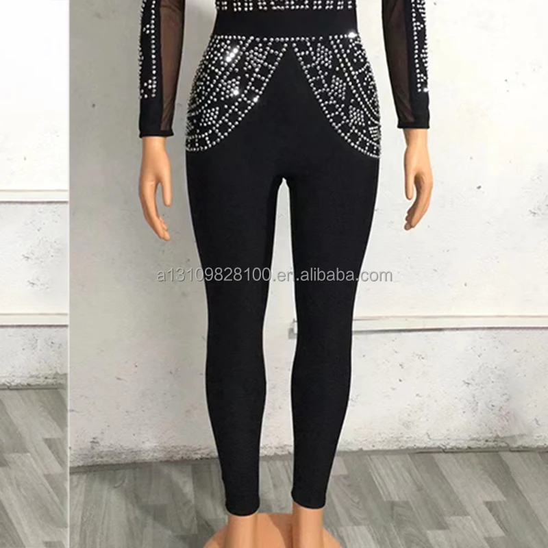 Sexy Stone Mirror Jumpsuit Birthday Celebration Evening Wear Tights