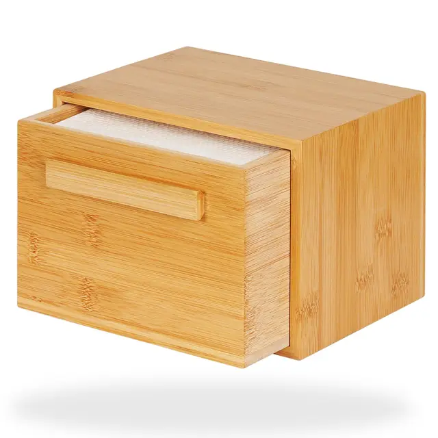 Bamboo Box with 60 Disposable Face Towels Bamboo Storage Containers