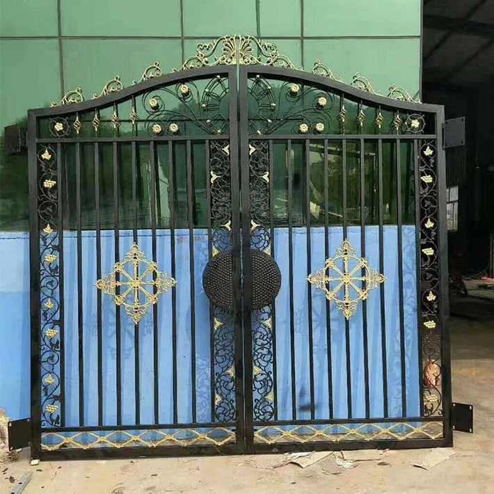Modern Swing Open Style European Chinese Style Powder Coating Finish Wrought Iron Gates For Safety Accessories Outdoor Use