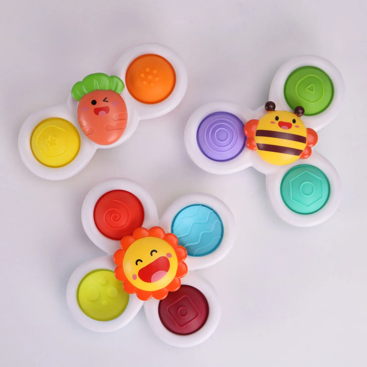 Toddlers Early Education Sensory Bath Toys Dimple Spinning Top Suction