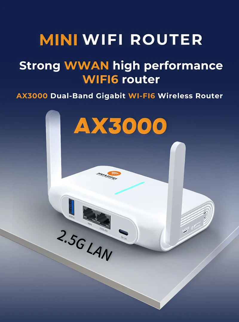 mingWiFi ルーター HUASIFEI Gigabit Mini Wifi Router - 3000mbps Wifi6 CPE