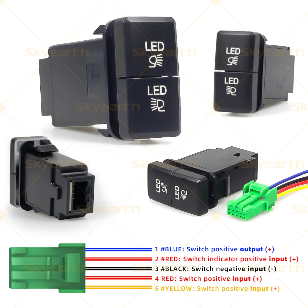 Dual Push Switch for Toyota - Dually & LED Lightbar Symbol - The Switch Dual Push Switch for Toyota - Dually & LED Lightbar Symbol - The Switch