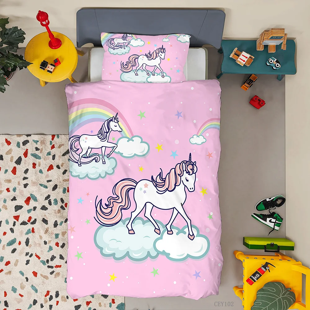 3D Cartoon Boy/Girl Bed rainbow Cloud Duvet Cover Set Princess