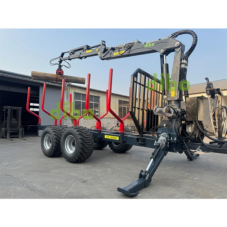 CE Approved Forestry Machine Quad Bike Log Trailer With Crane