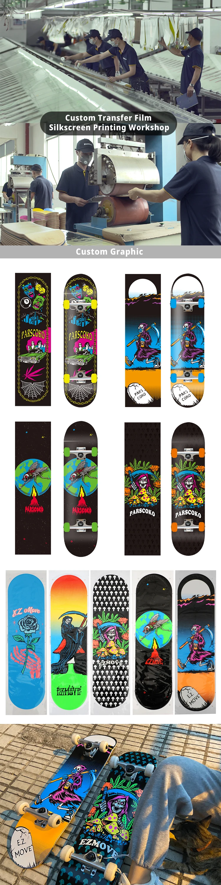 Custom Graphic Heat Roller Skateboard Press Heat Transfer Film Transfer