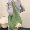 Borsa grande verde a fiori