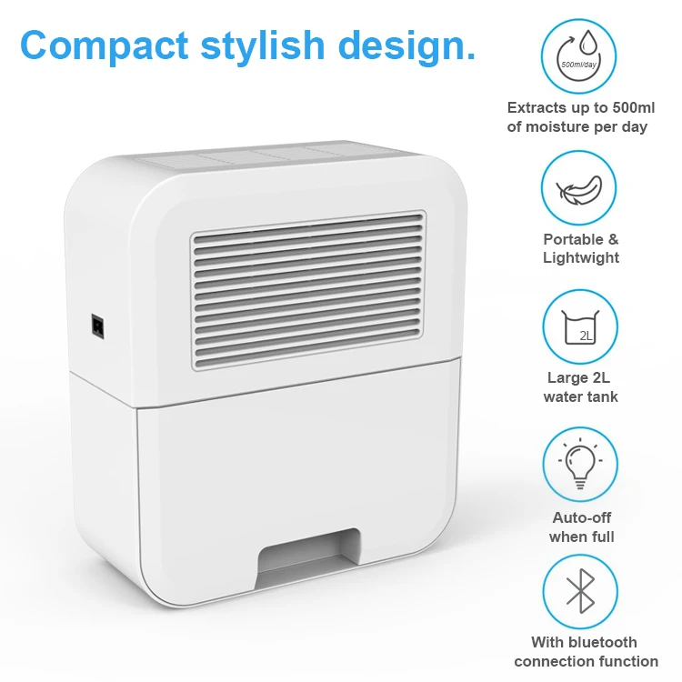 Thermoelectric Peltier Mini Electrical Dehumidifier with Hang Buckle for Closet or Wall