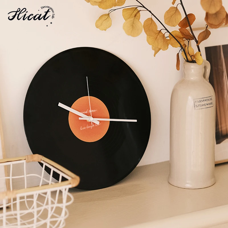 HICAT Customized Cheap Price 12 Inch LP Vinyl Record Wall Clock for Living Room Home Office Bar Decoration