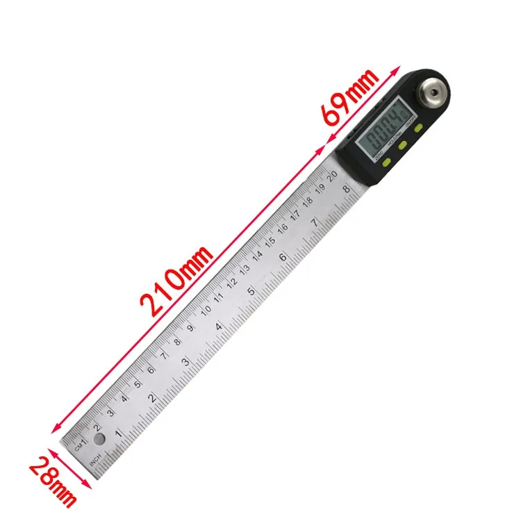 200mm Digital LCD Protractor Metal Electronic Goniometer Angle Finder Ruler 