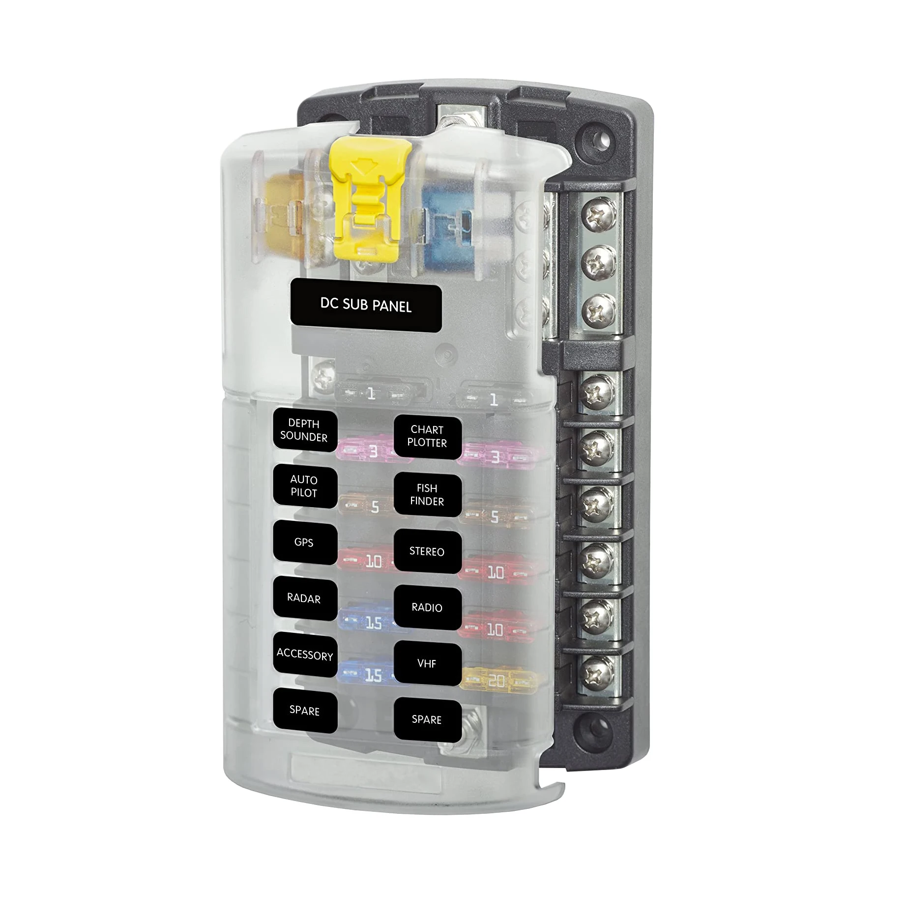 OXILAM 12-Way Blade Fuse Box With LED Indicators - Universal For Auto/Marine (12V/32V, 100A)