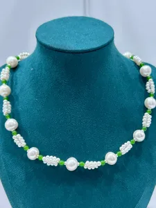 YOB New Arrival Trendy S925 Silver Natural Freshwater Pearl Flower Shape Round Pearl Necklaces for Wedding Party