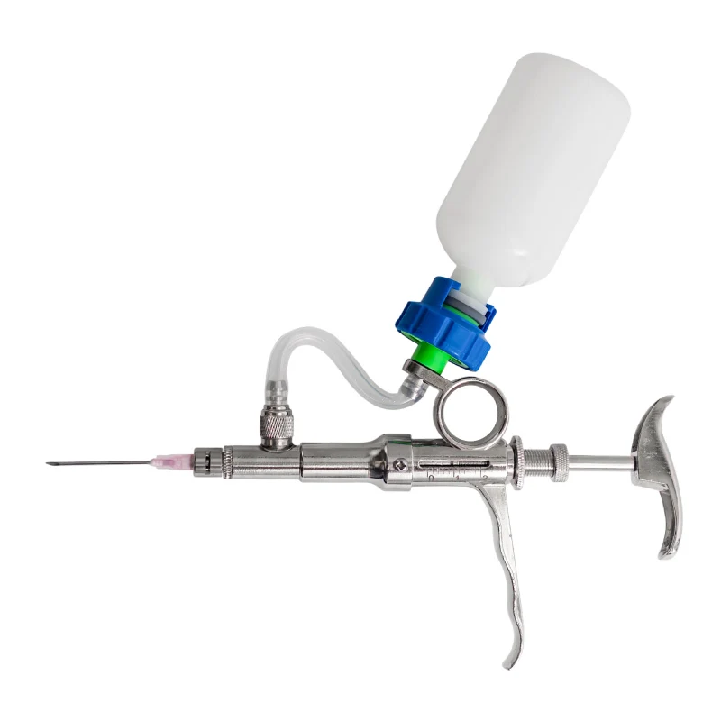 All Metal Continuous Reusable Veterinary Syringe Bottle Tube 2ml 5ml Livestock Vaccine Injector Gun BLUEWORTH HRX-JSLZ Pig Sheep