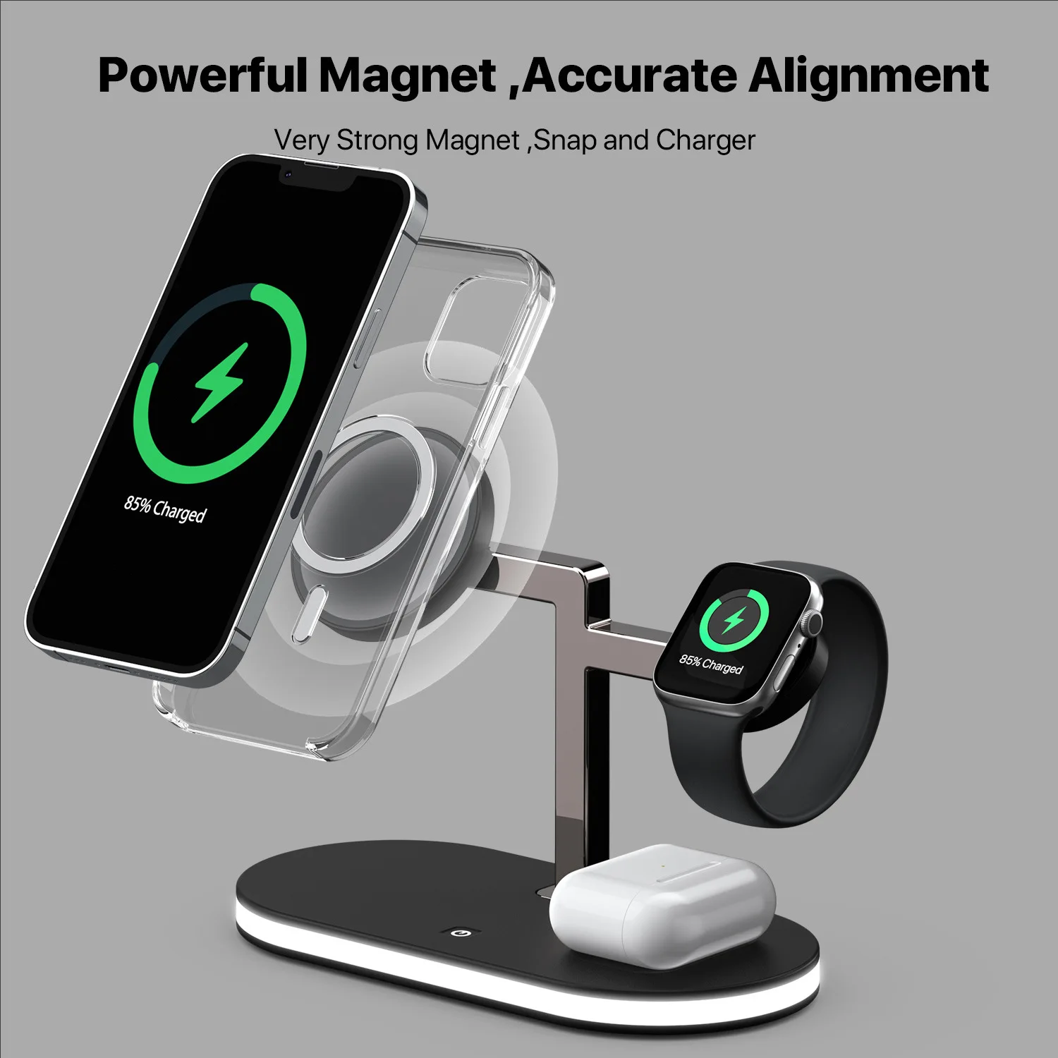 Wireless charging stand charging mobile phone watch earphone charger base quick charging 15W 5W 3W