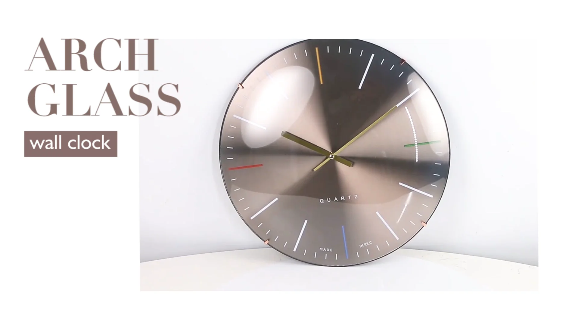 12 Inch Arch Glass Luxury Cheap Plastic Wall Clock Silent Modern Simple Custom Clock Home