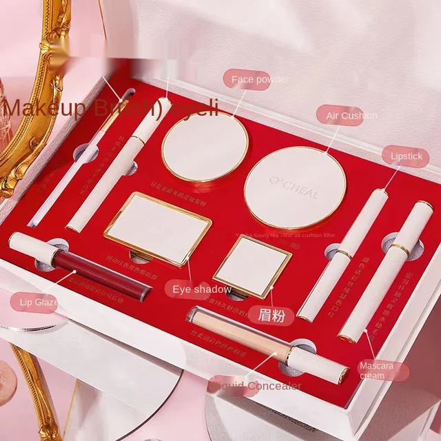 Full Makeup Kit Include Eye Shadow lipstick Concealer Contour brush Mascara Eyebrow Eyeliner lipgloss air cushion loose powder - Image 4