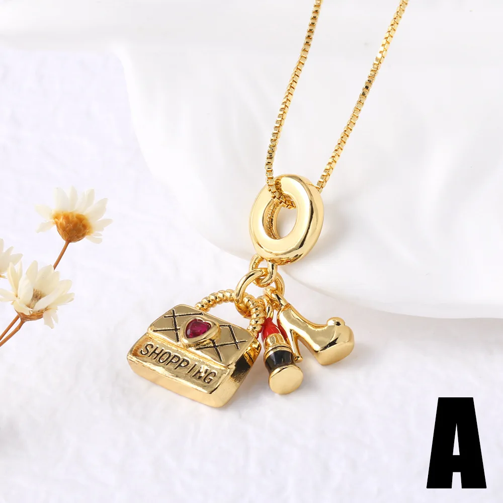 Hot-Selling Gold-Plated Link Chain Necklace with Lipstick Bag Pendant Lovely Accessory for Weddings and Cross-Border Jewelry