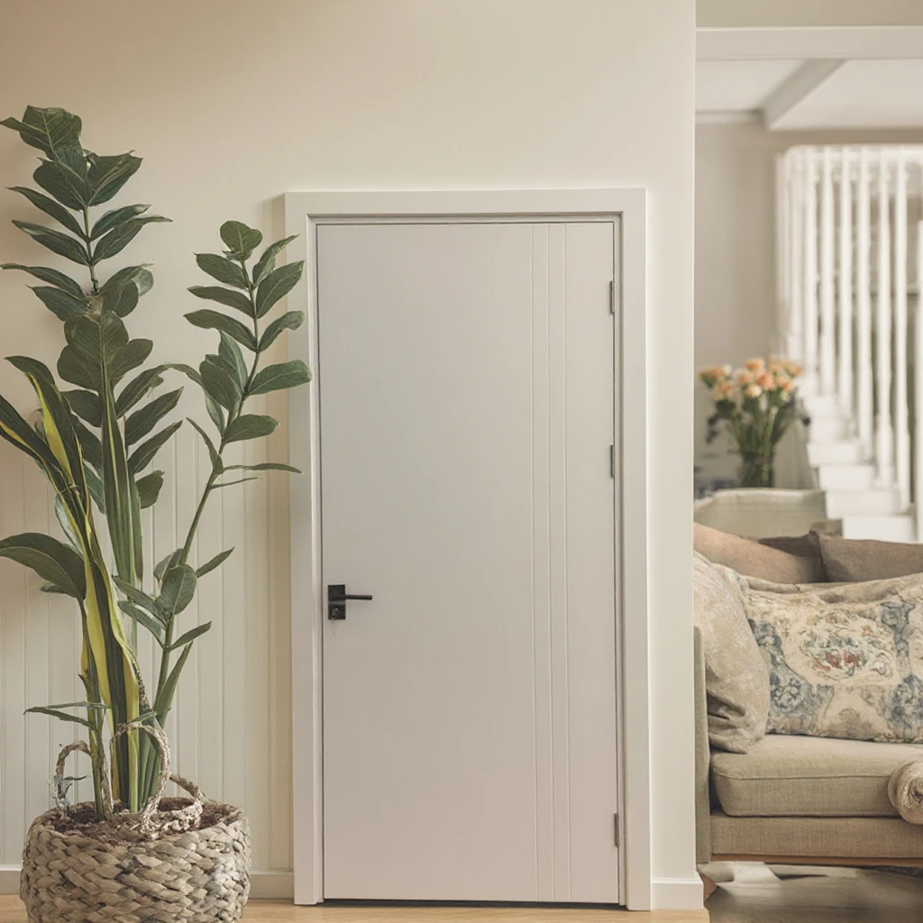 WPC Door with Frame Modern Wood Features to Refresh Your Interior Gray Color Modern Style ECO-friendly Material WPC Door details