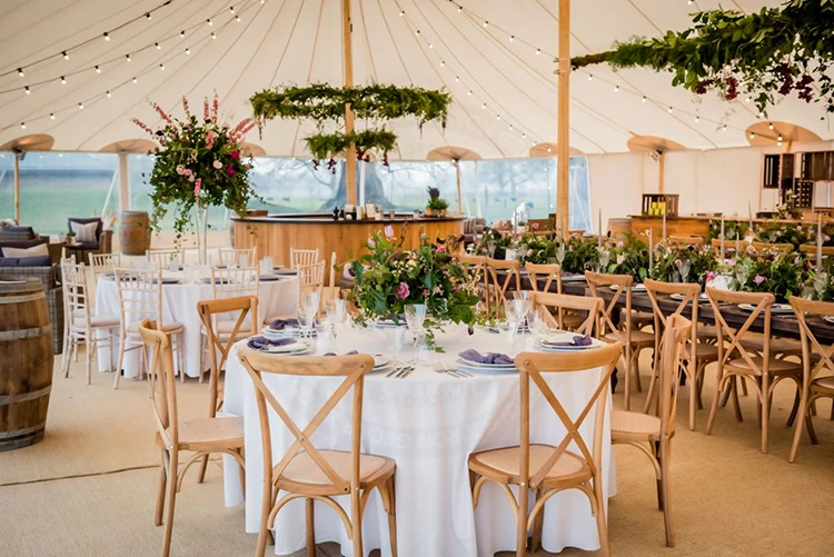Wholesale Manufacturer Banquet Event Wedding Party Crossback X Chair solid wood stackable oak cross back wooden dining chairs