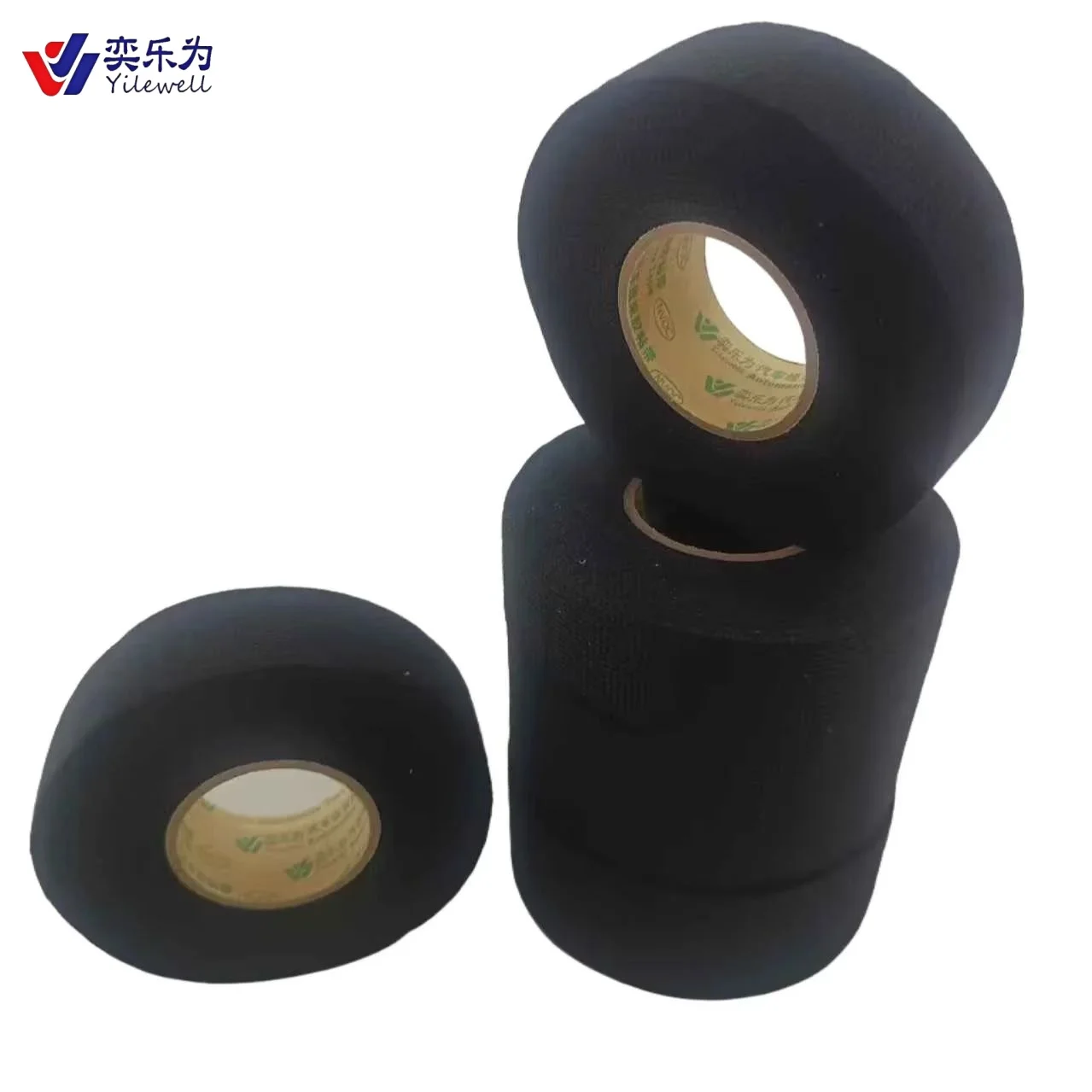 Industrial Black Adhesive Fabric Tape for Automotive Wire Harness Binding - PET Loom, Customizable