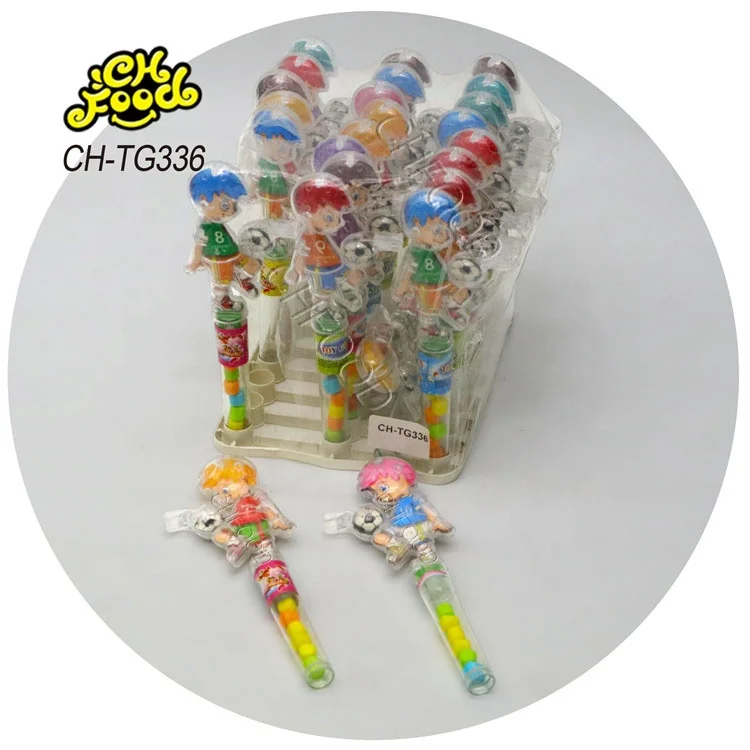 Wholesale Cartoon Football Boy Whistle Toy Mixed Fruit-Flavored Pressed Tablet Hard Candies Halal Sweets OEM Kids Candy Toy