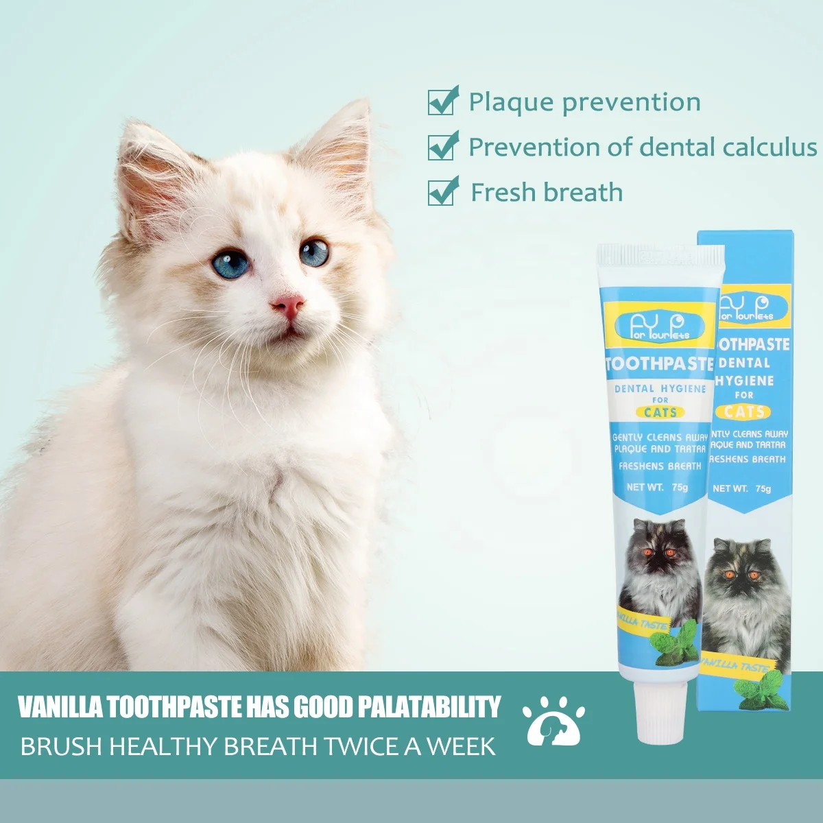Factory Wholesale Color Box Packaging Vanilla Mint Flavors Cat Tooth Paste Dog Pet Toothpaste Dental Care