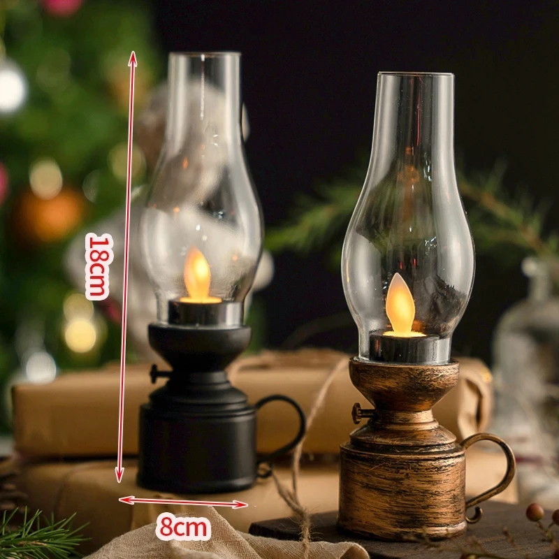 Retro Candle Lamp Flameless Candlestick Night Light Desktop Candle Holders Ornaments Living Room Bedhead Decoration Photo Props
