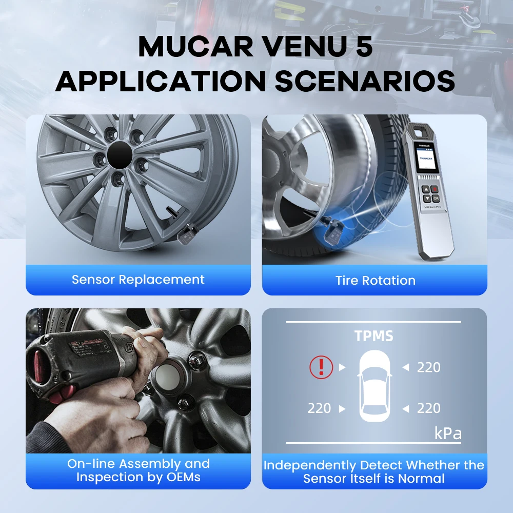 4 szt./zestaw MUCAR VENU 5 Czujnik TPMS Monitor ciśnienia w oponach samochodowych 315 MHz i 433 MHz Narzędzie do naprawy opon Nauka/Aktywacja/Programowanie