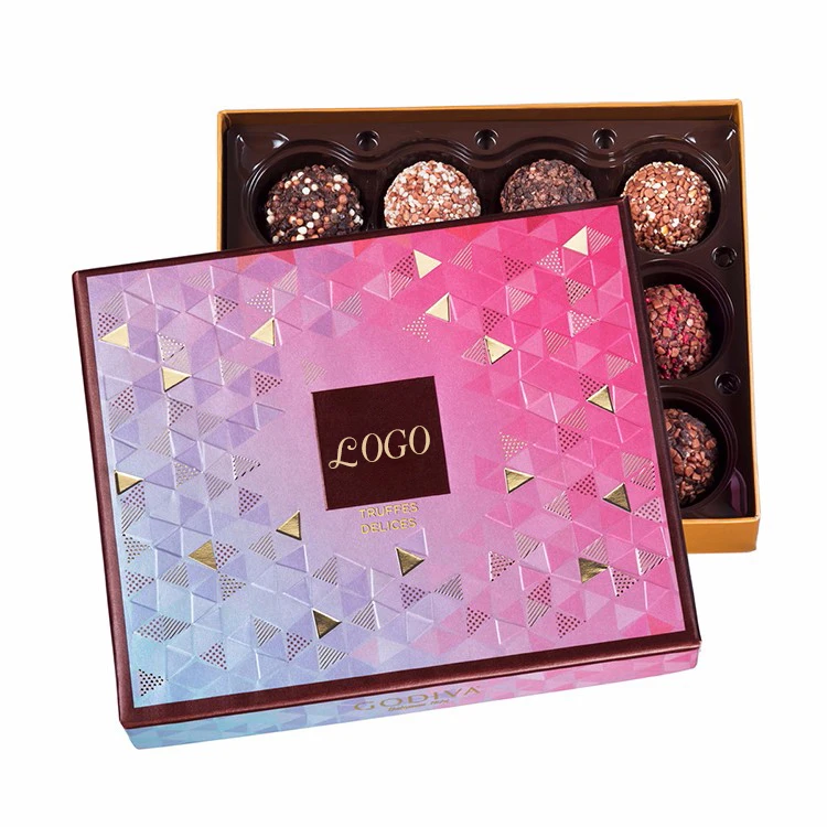 Elegant Design square Round Paper Cardboard Christmas Gift Chocolate Box with Lid Exquisite Chocolate Packaging Box