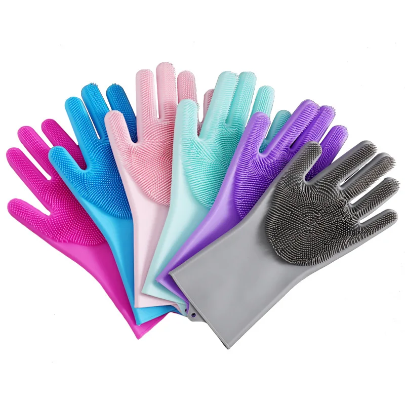 household silicone hand gloves brush