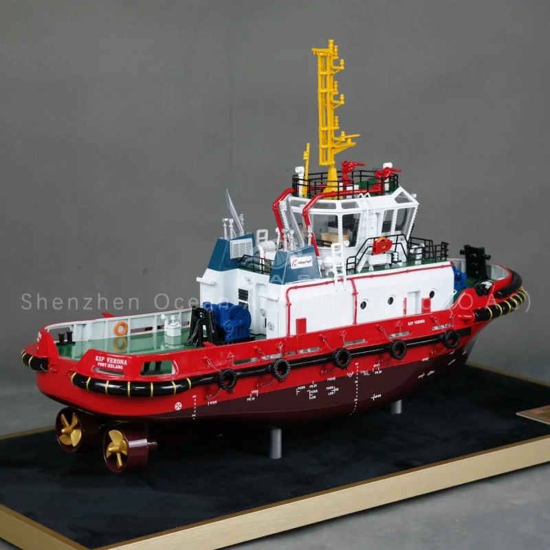 【L】Custom Made 60cm JohorPort Ship Model Coastal Tugboat Harbour Steamer Handmade by Artwork Studio Gift for Shipping Logistics