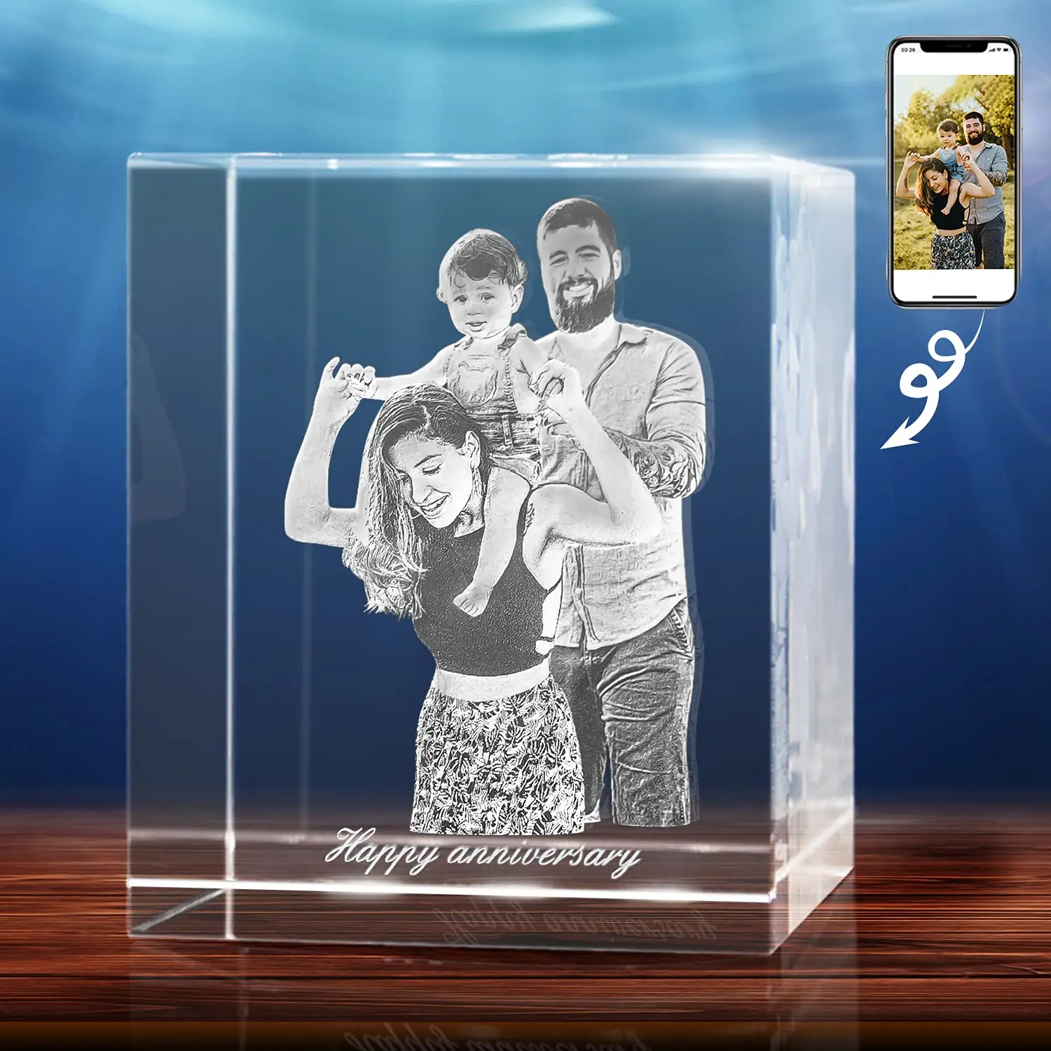 JY New Arrival Personalized Gift With Your Own Photo 3D Crystal Photo Cube