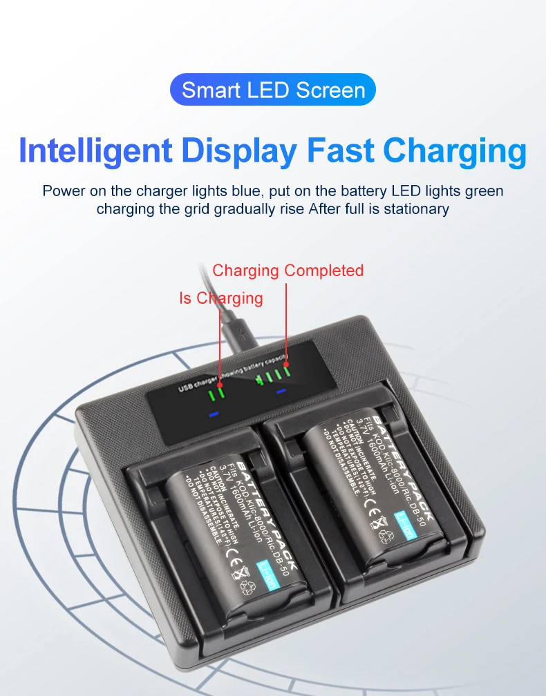 RingTeam KLIC-8000 Dual Charger with LCD Light KLIC8000 Battery Charger for Kodak Z612 Z712 Z812 Z1015 Z1085 Z1485 R1V R2 Camera factory