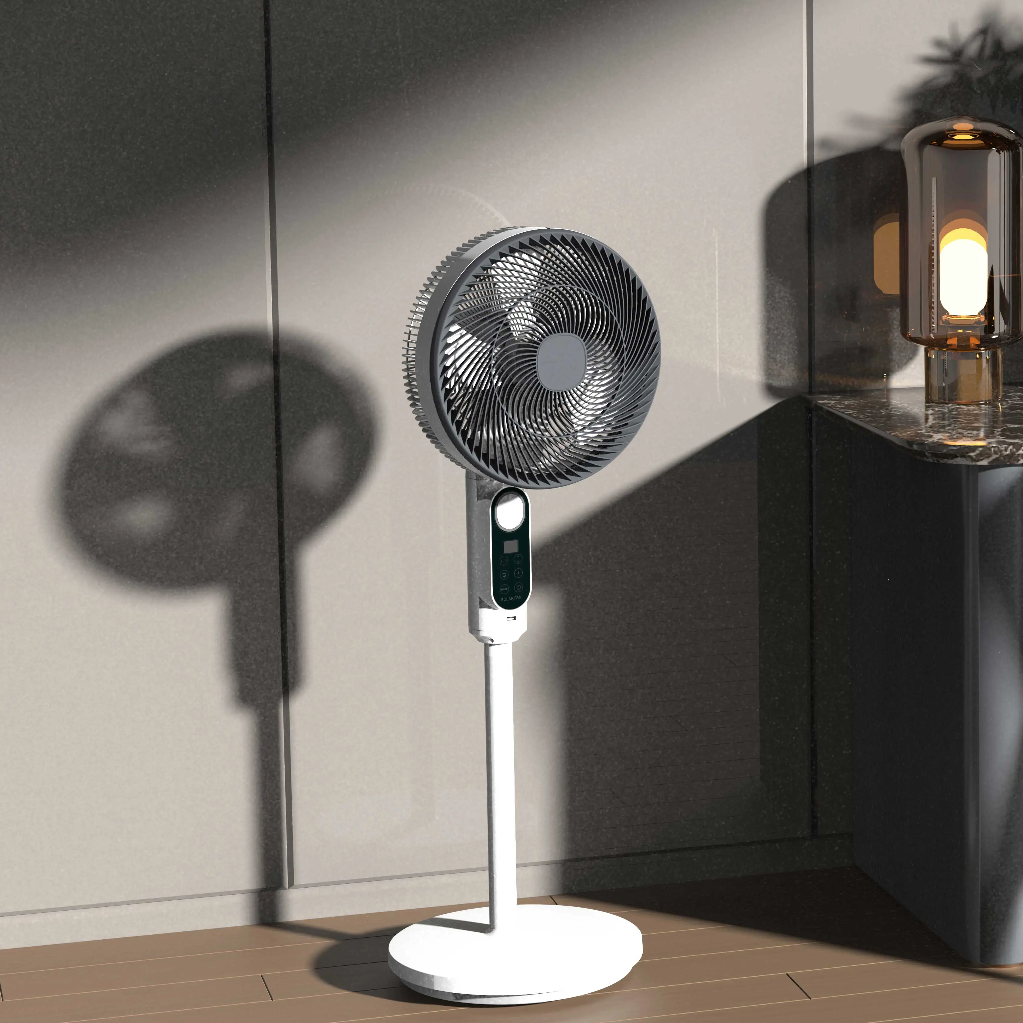 Power Dream Factory Price High Quality Large Electric Rechargeable Solar Floor Standing Fan