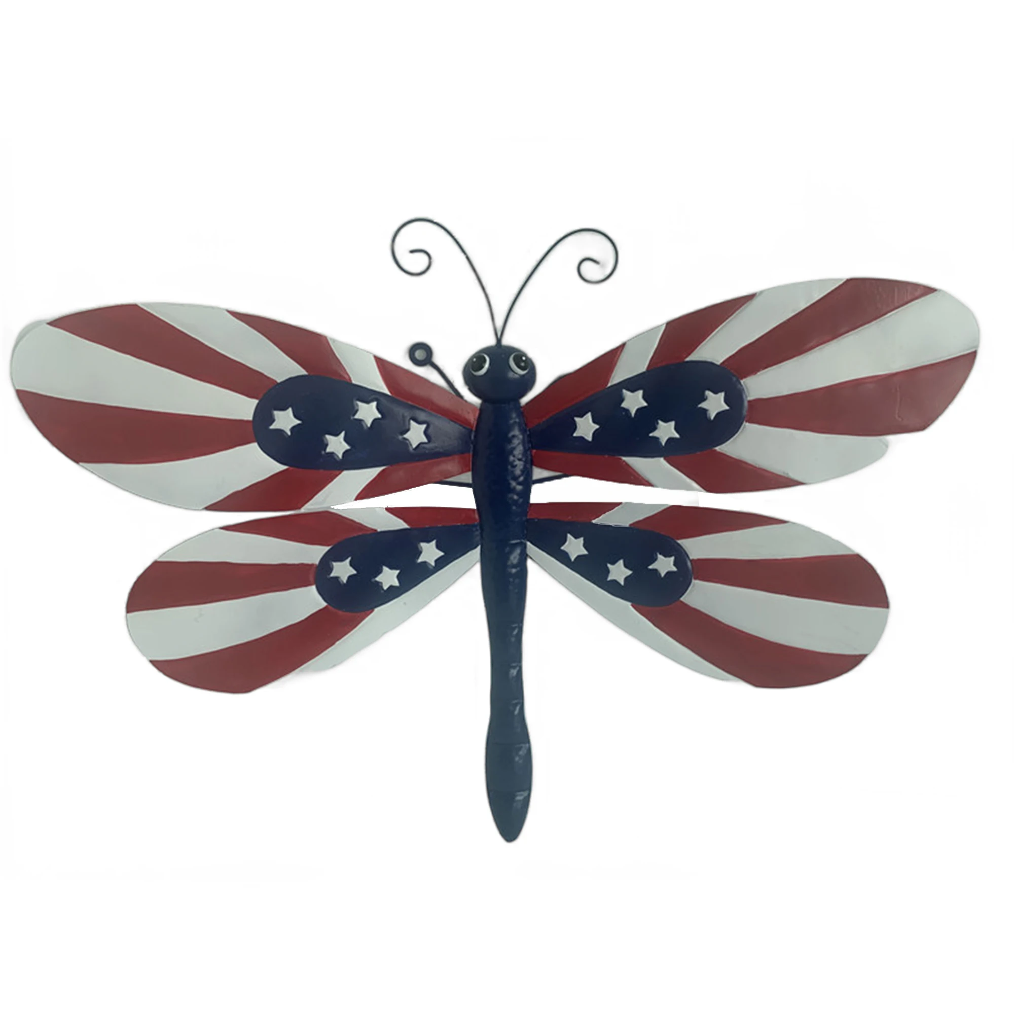 American Flag Wall Art USA Flag Picture Star & Stripe Metal Artwork Butterfly for Living Room Office sample color