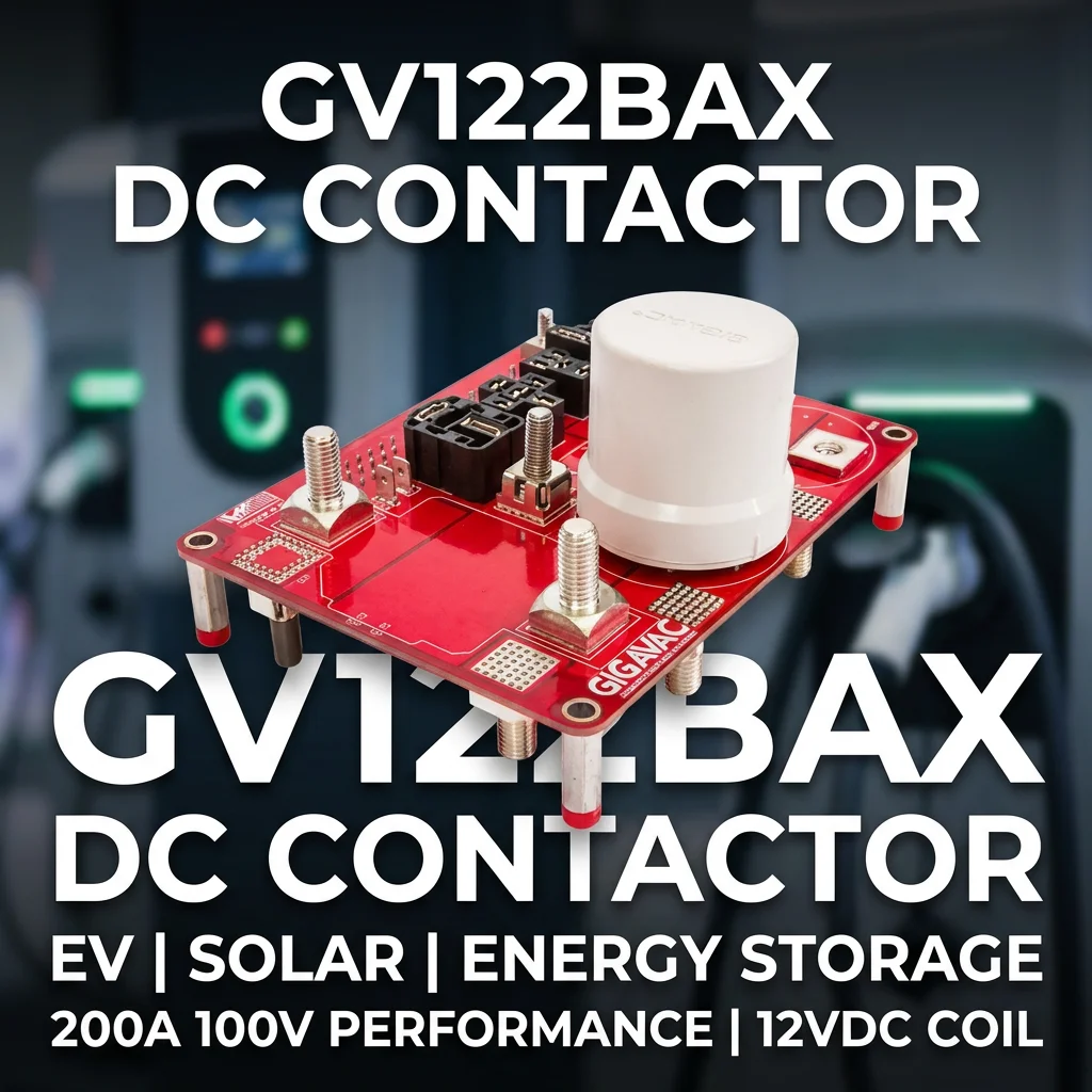 GV122BAX สำหรับคอนแทคเตอร์กระแสตรงแบบปิดสนิทของ Sensata-Gigavac 200A ขดลวด 12V 100V สำหรับยานยนต์ไฟฟ้า (EV) และระบบจัดเก็บพลังงานแสงอาทิตย์ (Solar ESS)