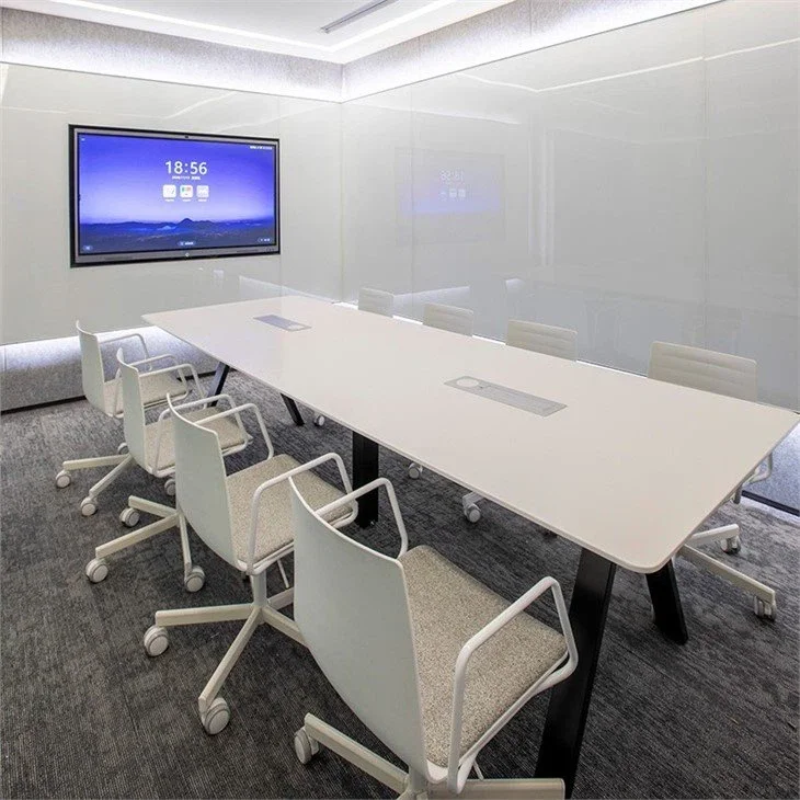 Conference Table and Chairs Set Wood 22 Seater White Conference Table